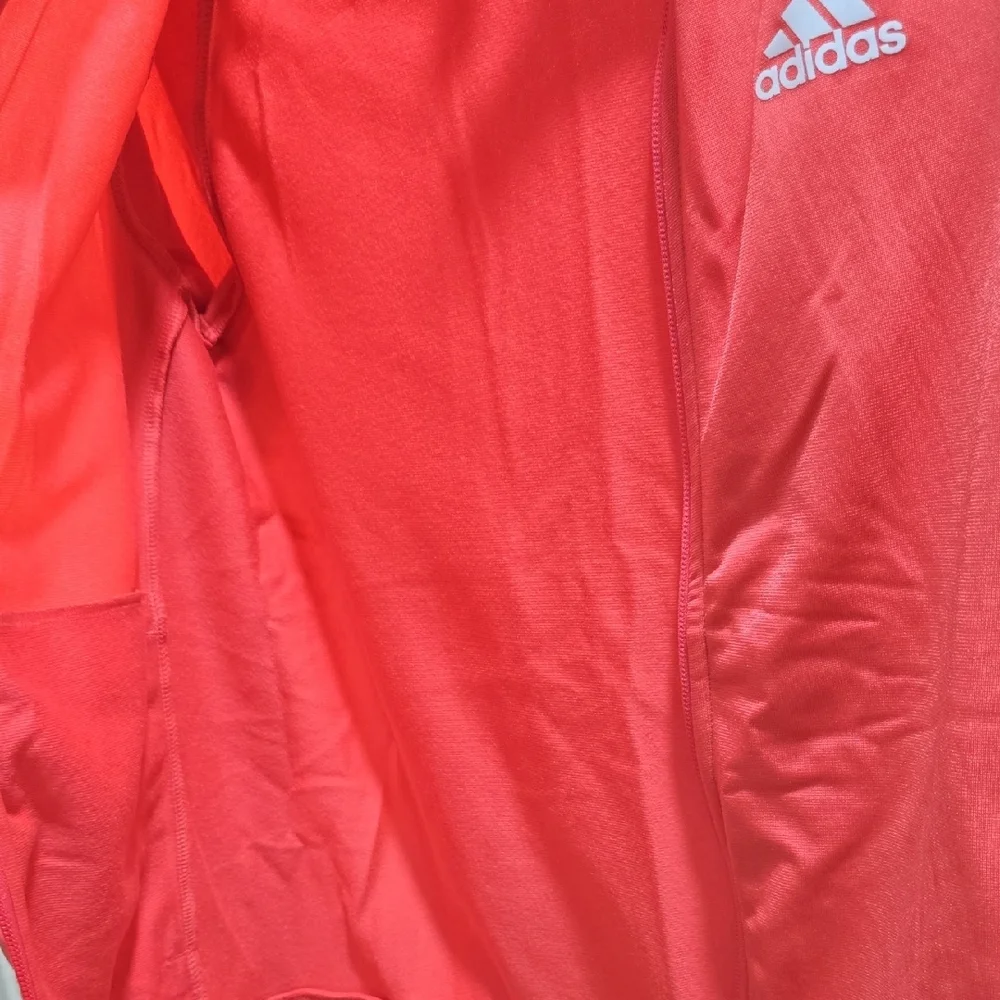 Adidas Pink/Coral Zip-Up Jacket with White Stripes Woman's Size XS - Picture 10 of 13